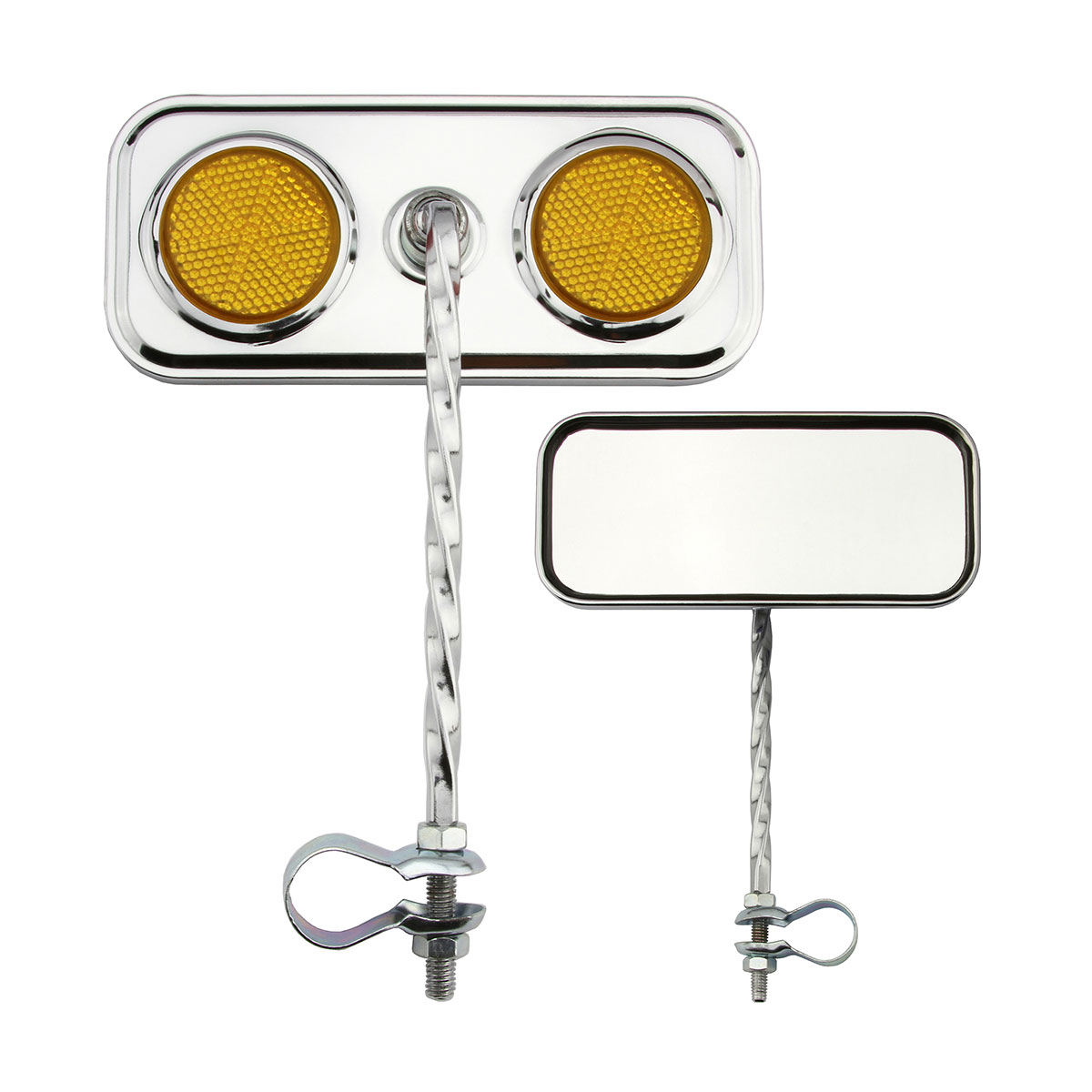Rectangle Square Twisted Mirror Chrome Amber Reflectors.